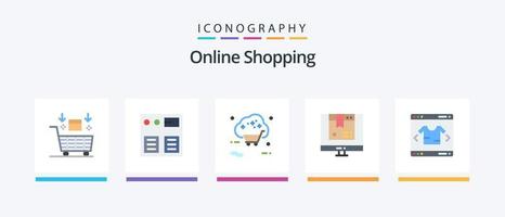 online boodschappen doen vlak 5 icoon pak inclusief winkelen. computer. winkelen. doos. winkel. creatief pictogrammen ontwerp vector