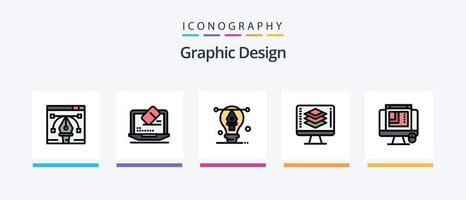 grafisch ontwerp lijn gevulde 5 icoon pak inclusief gegevens . computer . wiskunde . grafisch editor. creatief pictogrammen ontwerp vector