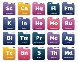 20 preiodisch tafel van de elementen icoon pak ontwerp vector