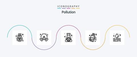 verontreiniging lijn 5 icoon pak inclusief vervuiling. water. fles. water. verontreiniging vector