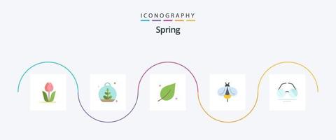 voorjaar vlak 5 icoon pak inclusief bril. honing. de lente. vlieg. voorjaar vector