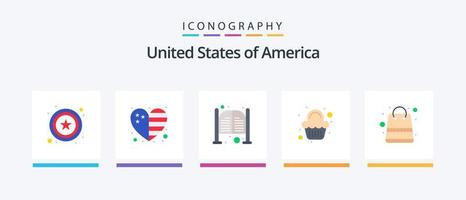 Verenigde Staten van Amerika vlak 5 icoon pak inclusief geld. viering. deuren. zoet. taart. creatief pictogrammen ontwerp vector