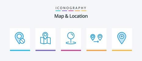 kaart en plaats blauw 5 icoon pak inclusief . pin. GPS. markeerstift. plaats. creatief pictogrammen ontwerp vector