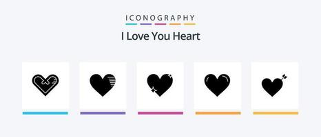 hart glyph 5 icoon pak inclusief . favoriet. liefde. creatief pictogrammen ontwerp vector