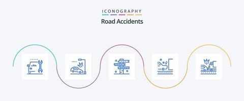 weg ongevallen blauw 5 icoon pak inclusief verkeer. weg. cowboy. navigatie. west vector