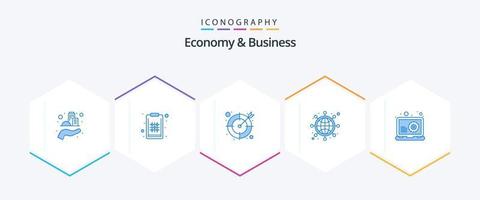 economie en bedrijf 25 blauw icoon pak inclusief seo. bedrijf. wereld breed. netwerk vector