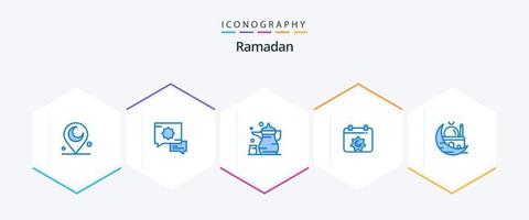 Ramadan 25 blauw icoon pak inclusief maan. halve maan. Islam. moslim. feest vector