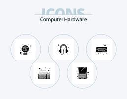 computer hardware glyph icoon pak 5 icoon ontwerp. moeilijk. moeilijk. hardware. drijfveer. hardware vector