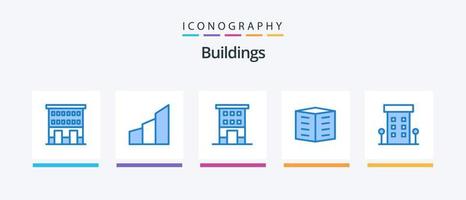 gebouwen blauw 5 icoon pak inclusief stad gebouw. appartementen. modern gebouw. winkels. huis. creatief pictogrammen ontwerp vector