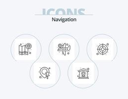 navigatie lijn icoon pak 5 icoon ontwerp. restaurant. winkelen. wereldbol. pin. plaats vector
