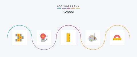 school- vlak 5 icoon pak inclusief . onderwijs. school. tekening. Bewerk vector
