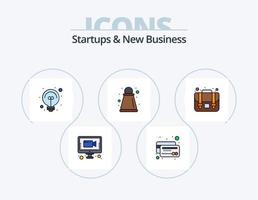 startups en nieuw bedrijf lijn gevulde icoon pak 5 icoon ontwerp. verzekering. aktentas. munten. tas. diagram vector