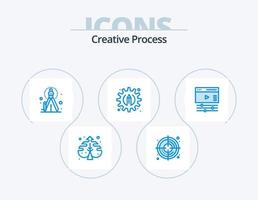 creatief werkwijze blauw icoon pak 5 icoon ontwerp. . video. creatief. bladzijde. potlood vector