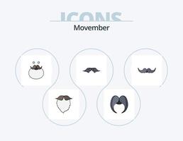 movember lijn gevulde icoon pak 5 icoon ontwerp. . . bril. gebaard. movember vector