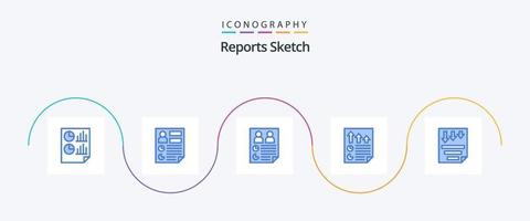 rapporten schetsen blauw 5 icoon pak inclusief bladzijde. gegevens. rapport. rapport. document vector