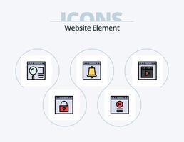 website element lijn gevulde icoon pak 5 icoon ontwerp. op slot doen. browser. map. instelling. koppel vector