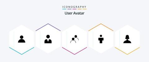 gebruiker 25 glyph icoon pak inclusief persoon. meisje. avatar. avatar. mensen vector