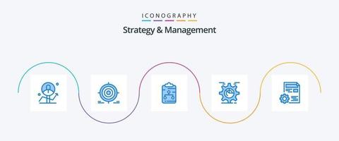 strategie en beheer blauw 5 icoon pak inclusief seo. instelling. doel. papier. netwerk vector