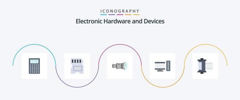 apparaten vlak 5 icoon pak inclusief camera. pc. camera. bureaublad. media vector