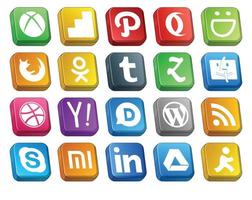 20 sociaal media icoon pak inclusief rss wordpress tumblr disqus yahoo vector
