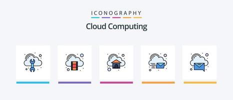 wolk berekenen lijn gevulde 5 icoon pak inclusief gegevens. computergebruik. opslag. wolk. creatief pictogrammen ontwerp vector
