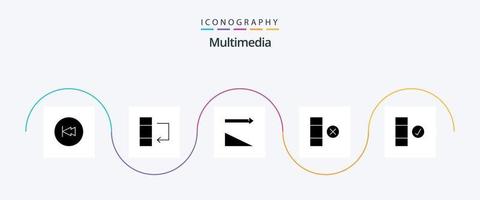 multimedia glyph 5 icoon pak inclusief . compleet. aflopend. controleren. verwijderen vector