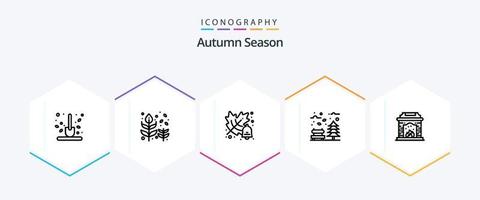 herfst 25 lijn icoon pak inclusief het weer. park. blad. bladeren. school- vector