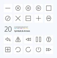 20 symbolen pijlen lijn icoon pak Leuk vinden draaien pijl fout plus nieuw vector