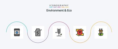 milieu en eco lijn gevulde vlak 5 icoon pak inclusief Rechtsaf. pijl. energie. boom. natuur vector