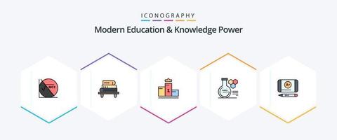 modern onderwijs en kennis macht 25 gevulde lijn icoon pak inclusief bereiken. onderwijs. voetstuk. chemie laboratorium . chemie vector