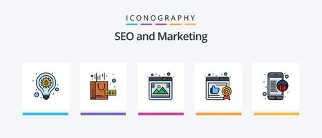 seo lijn gevulde 5 icoon pak inclusief . marketing. aanbevolen. online. bureaublad. creatief pictogrammen ontwerp vector