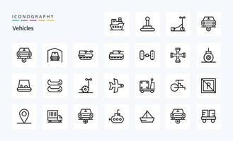 25 voertuigen lijn icoon pak vector