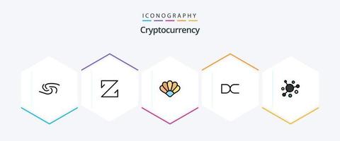 cryptogeld 25 gevulde lijn icoon pak inclusief munt. crypto munteenheid. mosselen. cryptovaluta. fatsoenlijk vector