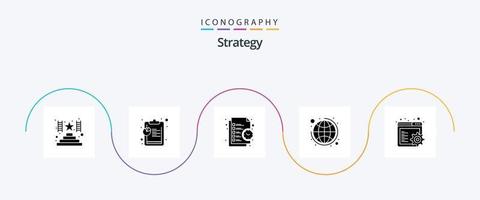 strategie glyph 5 icoon pak inclusief instellingen. browser. beheer. strategie. globaal bedrijf vector