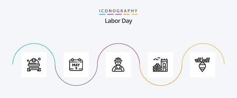 arbeid dag lijn 5 icoon pak inclusief steen . datum . arbeider. bouwer vector