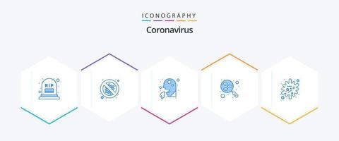 coronavirus 25 blauw icoon pak inclusief antigeen. Onderzoek. Gevaar. laboratorium. Mens vector