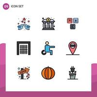 reeks van 9 modern ui pictogrammen symbolen tekens voor voetbal poort macht kennis eenvoudig bewerkbare vector ontwerp elementen