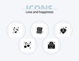 liefde glyph icoon pak 5 icoon ontwerp. liefde. kaars. liefde. bericht. kaart vector