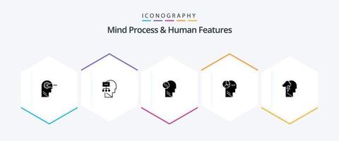 geest werkwijze en menselijk Kenmerken 25 glyph icoon pak inclusief mentaal. denken. SVG . verstand. diagram vector