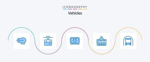 voertuigen blauw 5 icoon pak inclusief voertuigen. vervoer. reizen. metro. vervoer vector