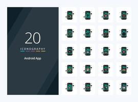 20 android app lijn gevulde icoon voor presentatie vector