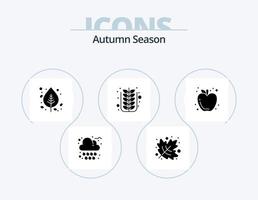 herfst glyph icoon pak 5 icoon ontwerp. appel. natuur. berk. blad. herfst vector
