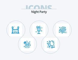 nacht partij blauw icoon pak 5 icoon ontwerp. . feest. nacht. nacht. partij vector