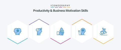produktiviteit en bedrijf motivatie vaardigheden 25 blauw icoon pak inclusief kennis. vermogen. macht mode activeren. stimuleren. leiderschap vector