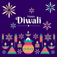 Diwali hindoe-festival ontwerpset elementen vector
