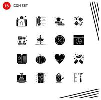 modern reeks van 16 solide glyphs pictogram van babbelen bruiloft scanner liefde bloem bewerkbare vector ontwerp elementen