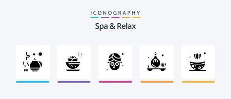 spa en kom tot rust glyph 5 icoon pak inclusief spa . kruid . spa . gezichtsbehandeling. creatief pictogrammen ontwerp vector