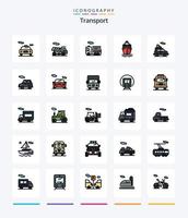 creatief vervoer 25 lijn gevulde icoon pak zo net zo stoet. vrachtwagen. vervoer. vervoer. voertuig vector
