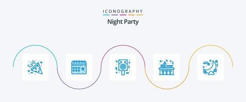 nacht partij blauw 5 icoon pak inclusief nacht. feest. spreker. nacht. wijn vector