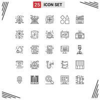 25 gebruiker koppel lijn pak van modern tekens en symbolen van film besnoeiing sauna film vormen bewerkbare vector ontwerp elementen